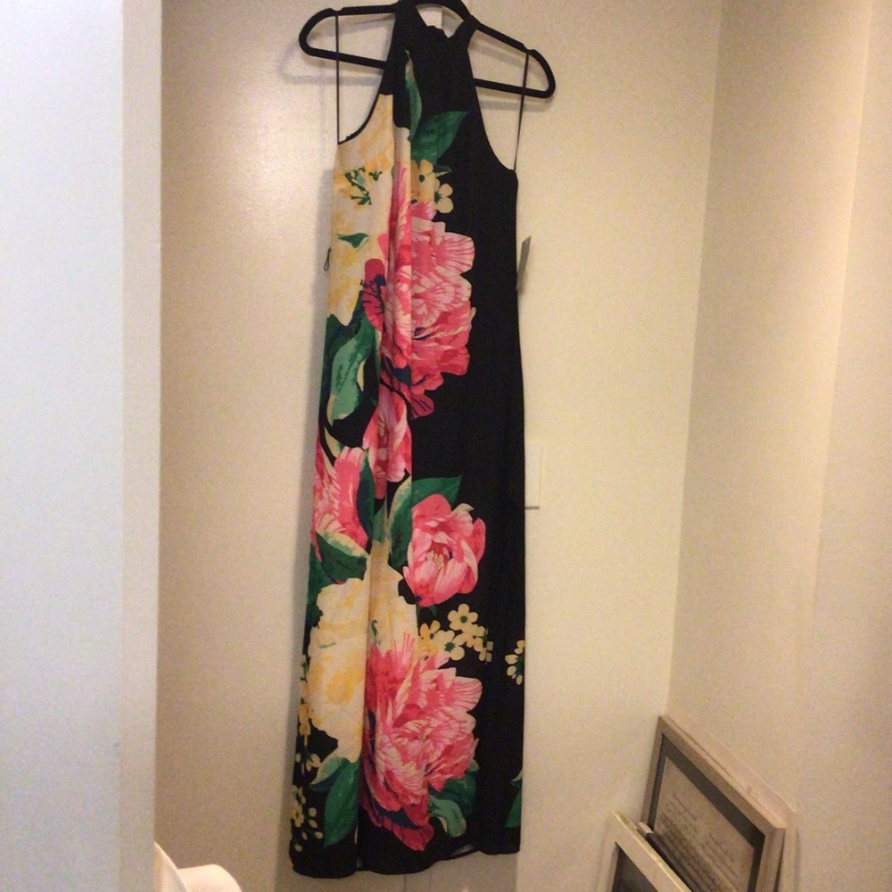 Black Floral Print Maxi Dress